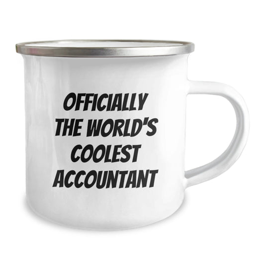 Accountant Gifts for Valentine's - 'Officially The World's Coolest Accountant' Funny Camping Mug, Stainless Steel, 12 oz, Perfect for Accountants, Men, Women, Coworkers, Family - Image 2