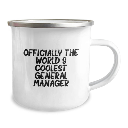 Funny General Manager Gifts for Men, Officially The World's Coolest General Manager, 12 oz Stainless Steel Camping Mug - Image 2