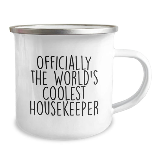 Gifts from Family to Housekeeper, Unique Graduation Unique Gifts for Men or Women - Officially The World's Coolest Housekeeper Funny Quote Camping Mug - Image 2