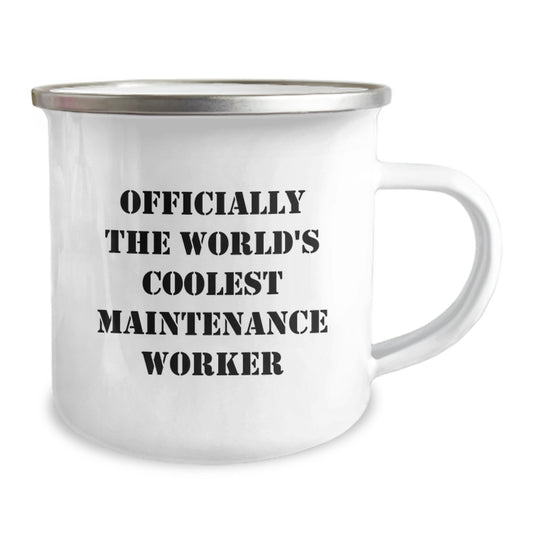 Funny Gifts for Maintenance Worker Men, Unique Camping Mug for Maintenance Worker Graduation, Officially The World's Coolest Maintenance Worker Quote - Image 2