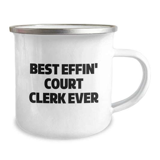 Funny Court Clerk Gifts from Family to Court Clerk - Best Effin' Court Clerk Ever Valentine's Unique Camping Mug - Image 2