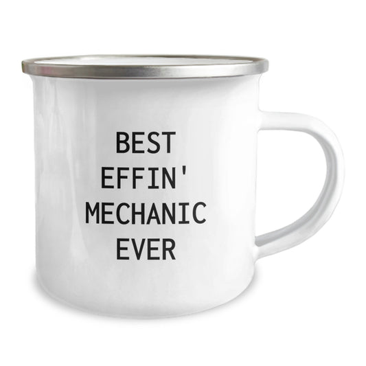Funny Mechanic Gifts from Friends and Family - Best Effin' Mechanic Ever Camping Mug, Stainless Steel with Enamel Finish - Image 2