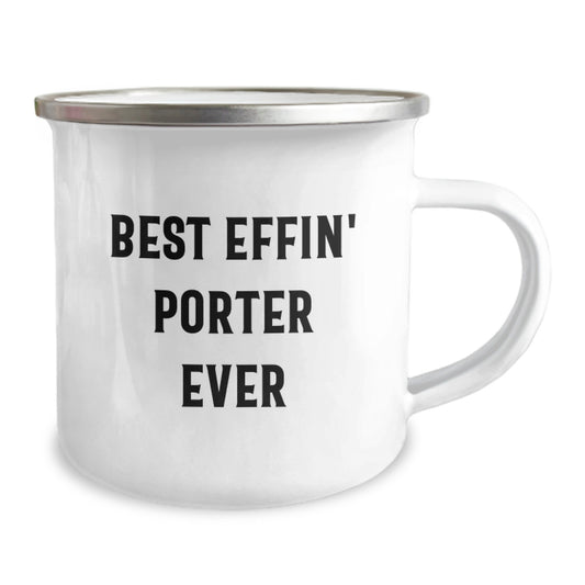 Funny Gifts for Porter, Best Effin' Porter Ever Camping Mug, Unique Graduation Gifts from Friends to Porter - Image 2