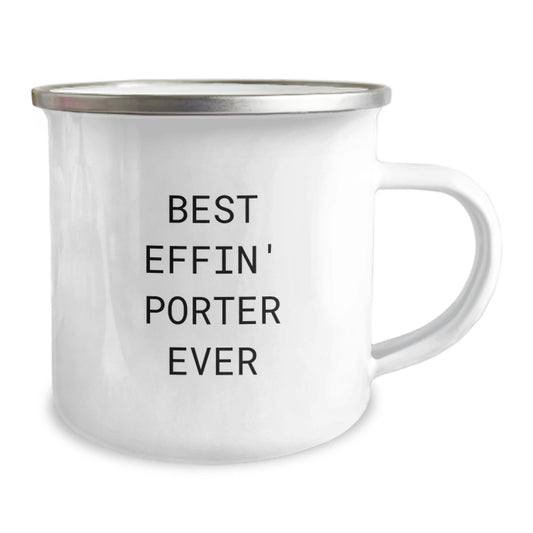 Funny Porter Gifts from Friends, Best Effin' Porter Ever Camping Mug for Men, Perfect Graduation Unique Gifts for Porter - Image 2