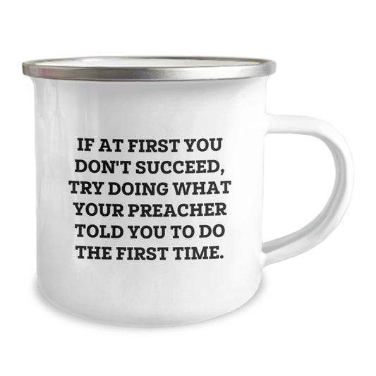 Funny Preacher Gifts for Men, Unique Graduation Gifts from Friends to Preacher, 12 oz Stainless Steel Camping Mug with Inspirational Quote - Image 2