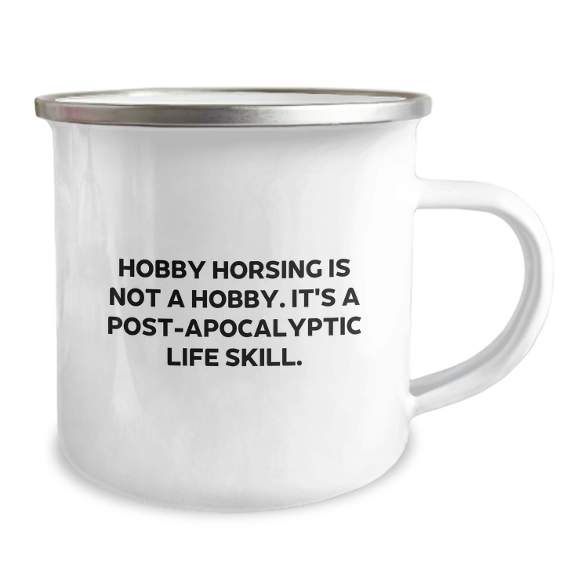 Funny Hobby Horsing Gifts for Men from Coworkers, Graduation Unique Gifts for Hobby Horsing Enthusiasts, Camping Mug with Post-apocalyptic Life Skill Quote - Image 2