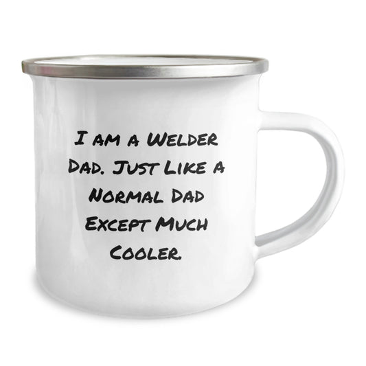 Funny Welder Gifts for Men - Birthday Unique Presents from Dad to Son or Friend - Camping Mug 12 oz Stainless Steel Enamel Finish - Image 2