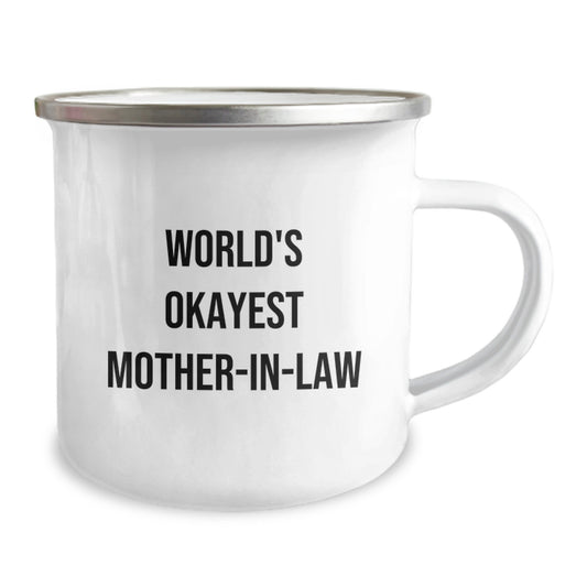 Funny Gifts from Family - Mom-in-law Camping Mug - Birthday Unique Presents for World's Okayest Mom-in-law - Image 2
