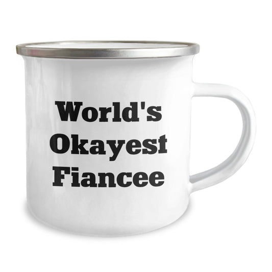 Funny World's Okayest Fiancee Gifts for Her Birthday Camping Mug from Sweetheart, Husband, or Friend - Image 2