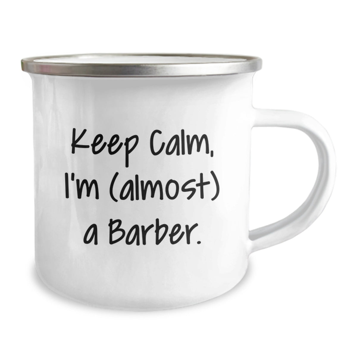 Funny Barber Gifts from Friends, Unique Birthday Unique Gifts for Men, Keep Calm I'm (almost) A Barber Camping Mug - Image 2