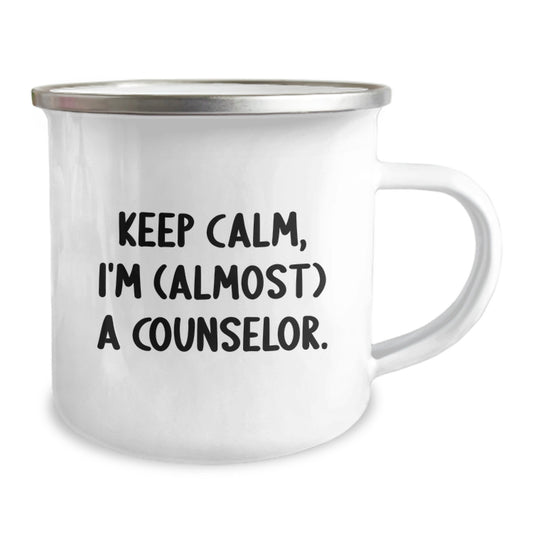 Funny Counselor Gifts from Friends for Birthday Unique Mugs - Keep Calm I'm almost a Counselor, Stainless Steel Camping Mug, 12 oz Capacity - Image 2
