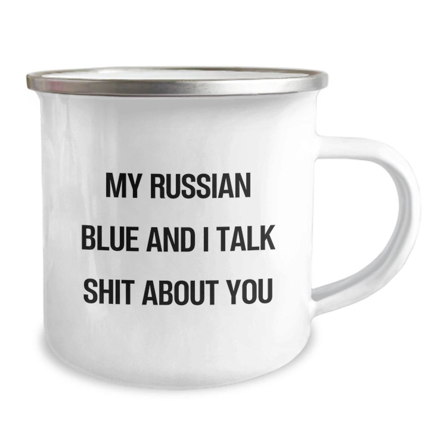 Russian Blue Cat Camping Mug Premium Keepsake Birthday Gift for Him - Image 2