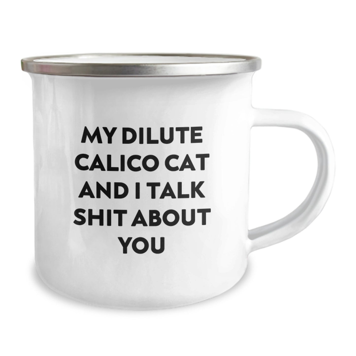 Birthday Gift for Her Dilute Calico Cat Camping Mug Present - Image 2
