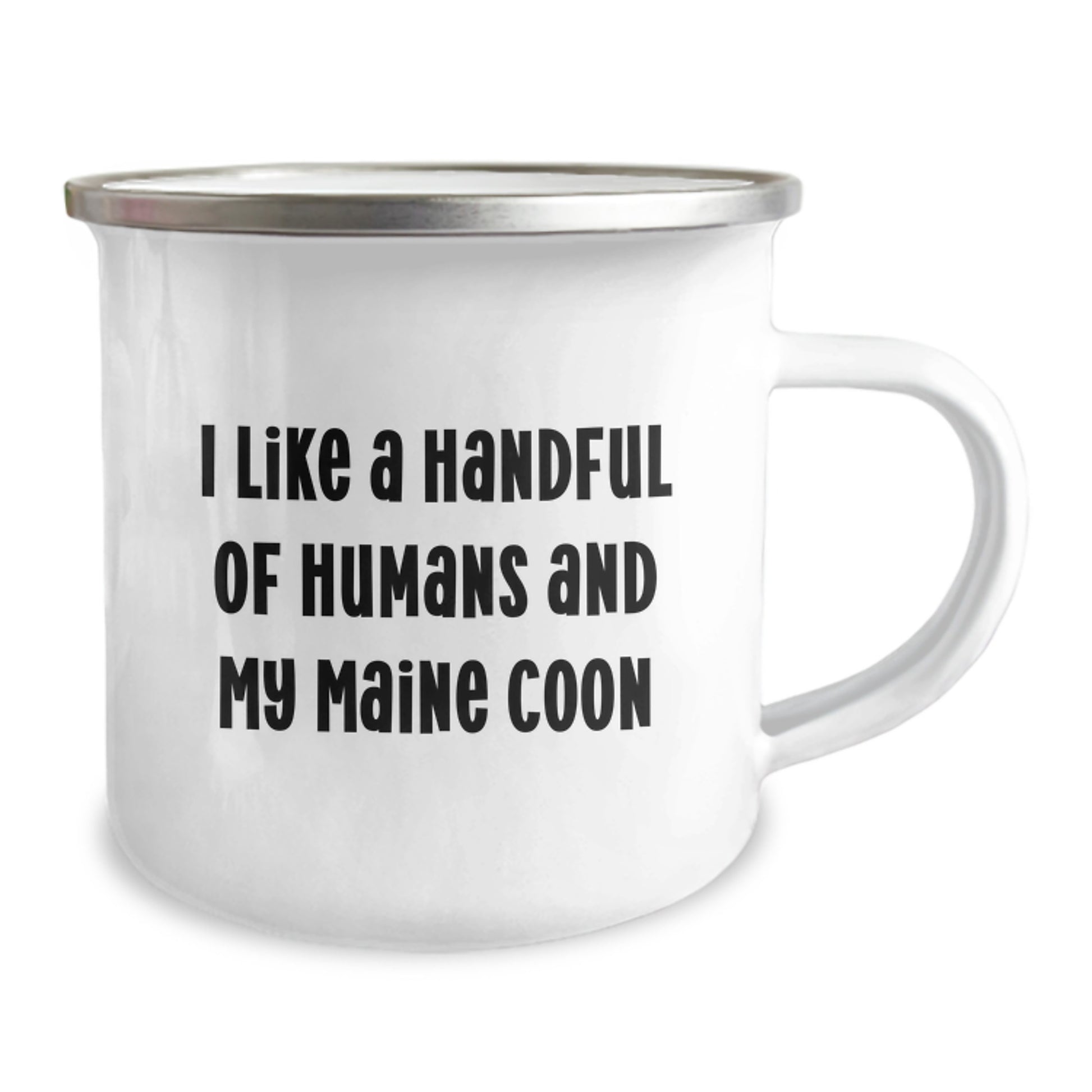 Funny Maine Coon Cat Gifts for Birthday from Friends - 'I Like A Handful Of Humans And My Maine Coon' Camping Mug - Image 2