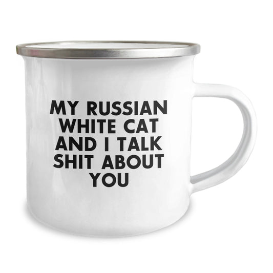Russian White Cat Camping Mug Talk Keepsake Birthday Gift for Him - Image 2