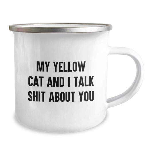Funny Yellow Cat Gifts from Dad for Yellow Cat Lover on Father's Day Camping Mug - Image 2