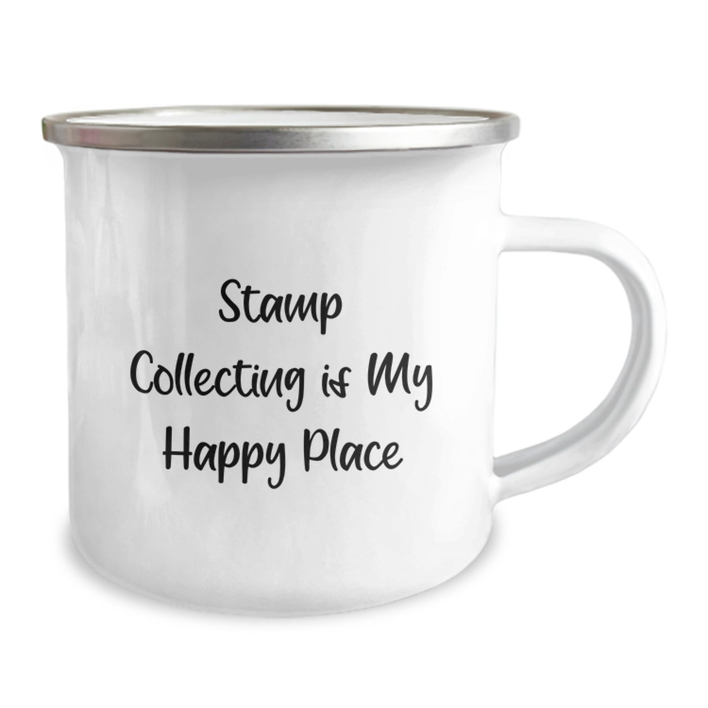 Funny Stamp Collecting Camping Mug Gifts from Friends for Stamp Collecting Lovers on Graduation Day - 'Stamp Collecting Is My Happy Place' - Image 2