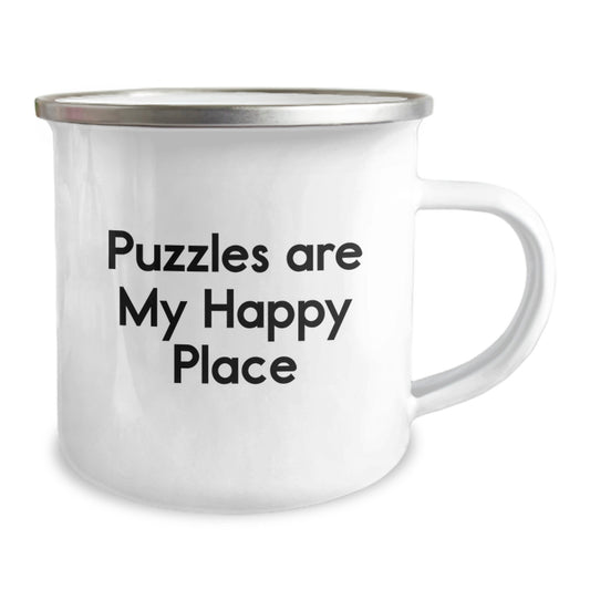 Funny Puzzles Gifts for Friends, Camping Mug, 'Puzzles Are My Happy Place' Inspirational Quote, Perfect for Puzzles Enthusiasts, Graduation Unique Gifts from Family - Image 2