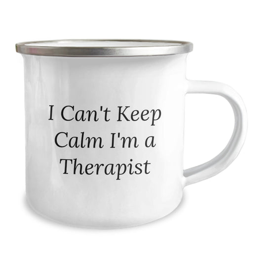 Funny Therapist Gifts from Friends for Birthday Unique Camping Mug - I Can't Keep Calm I'm A Therapist - Image 2