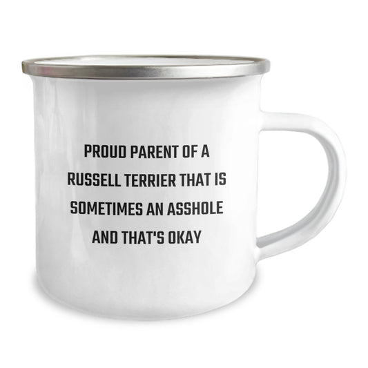 Funny Russell Terrier Dog Dad Gifts from Men to Father's Day Unique Gifts - Proud Parent Camping Mug - Image 2