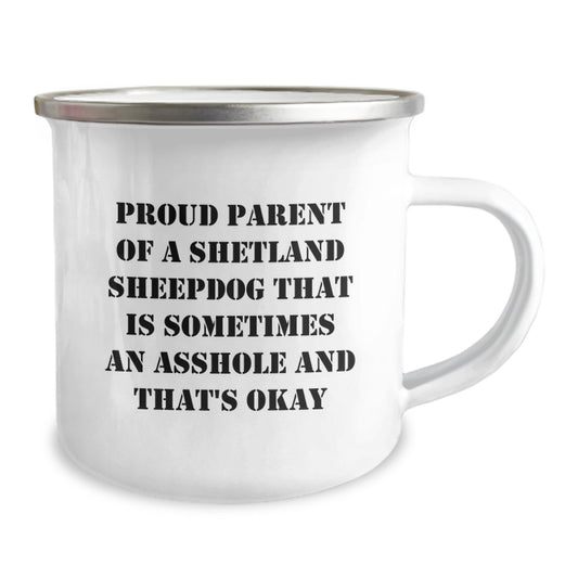 Funny Shetland Sheepdog Gifts for Men on Father's Day - Proud Parent Camping Mug - Image 2