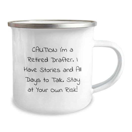 Funny Drafter Birthday Unique Gifts from Friends - Camping Mug for Drafter Enthusiasts - 'I'm a Retired Drafter' - Image 2