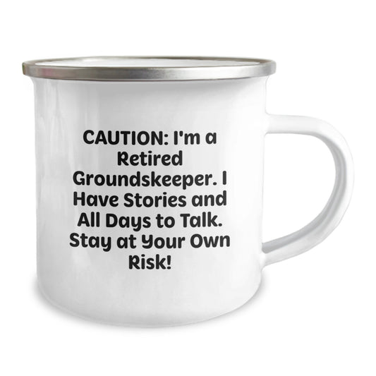 Funny groundskeeper Gifts from Men - Birthday Unique Gifts for groundskeeper, Camping Mug, Caution I'm A Retired groundskeeper, I Have Stories And All Days To Talk, Stay At Your Own Risk - Image 2
