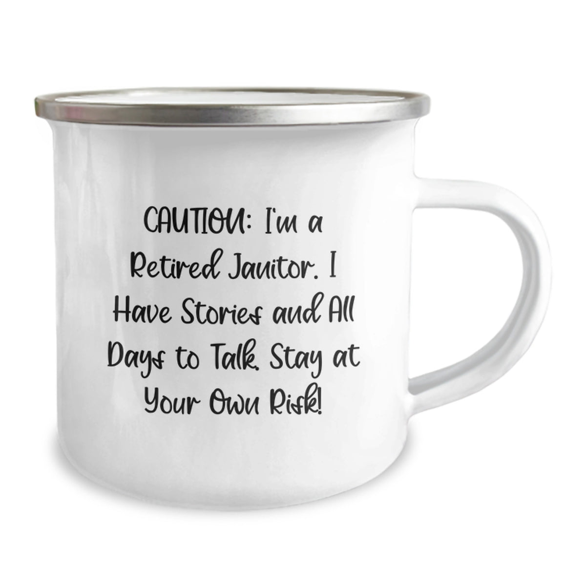 Funny Janitor Birthday Unique Gifts from Friends for Janitors - Camping Mug, Retired Janitor Stories, Stainless Steel, Enamel Finish - Image 2