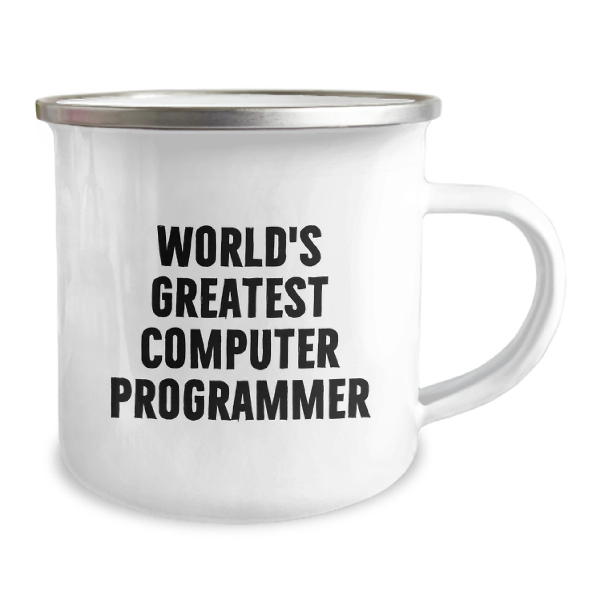 Funny World's Greatest Computer Programmer Gifts for Mom on Mother's Day - Computer Programmer Enamel Camping Mug - Image 2