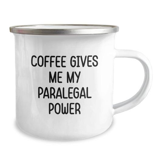 Funny Paralegal Mugs for Graduation Unique Gifts from Family, Friends, or Coworkers - Coffee Gives Me My Paralegal Power Camping Mug Stainless Steel with Enamel Finish - Image 2