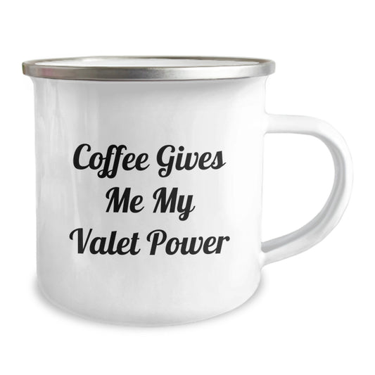 Valet Love Gifts from Family and Friends - Funny Coffee Mug for Graduation Celebration, Valet Enthusiasts and Camping Mug Lovers - 'Coffee Gives Me My Valet Power' - Image 2