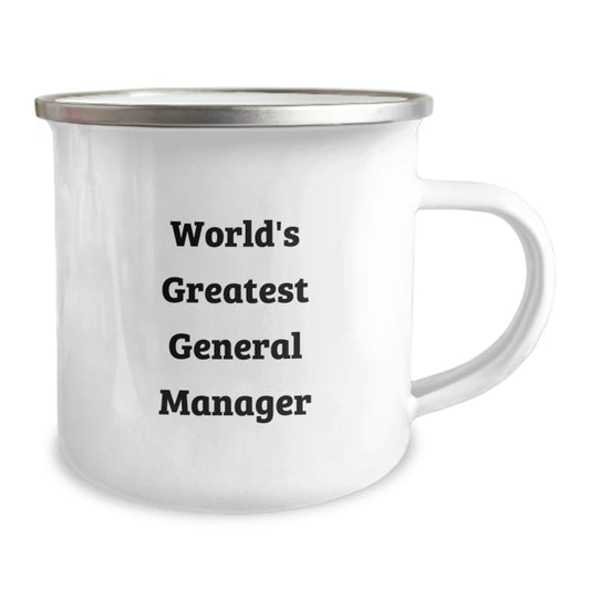 Funny World's Greatest General Manager Gifts for Men, Unique Graduation Present from Friends to General Manager Camping Mug - Image 2