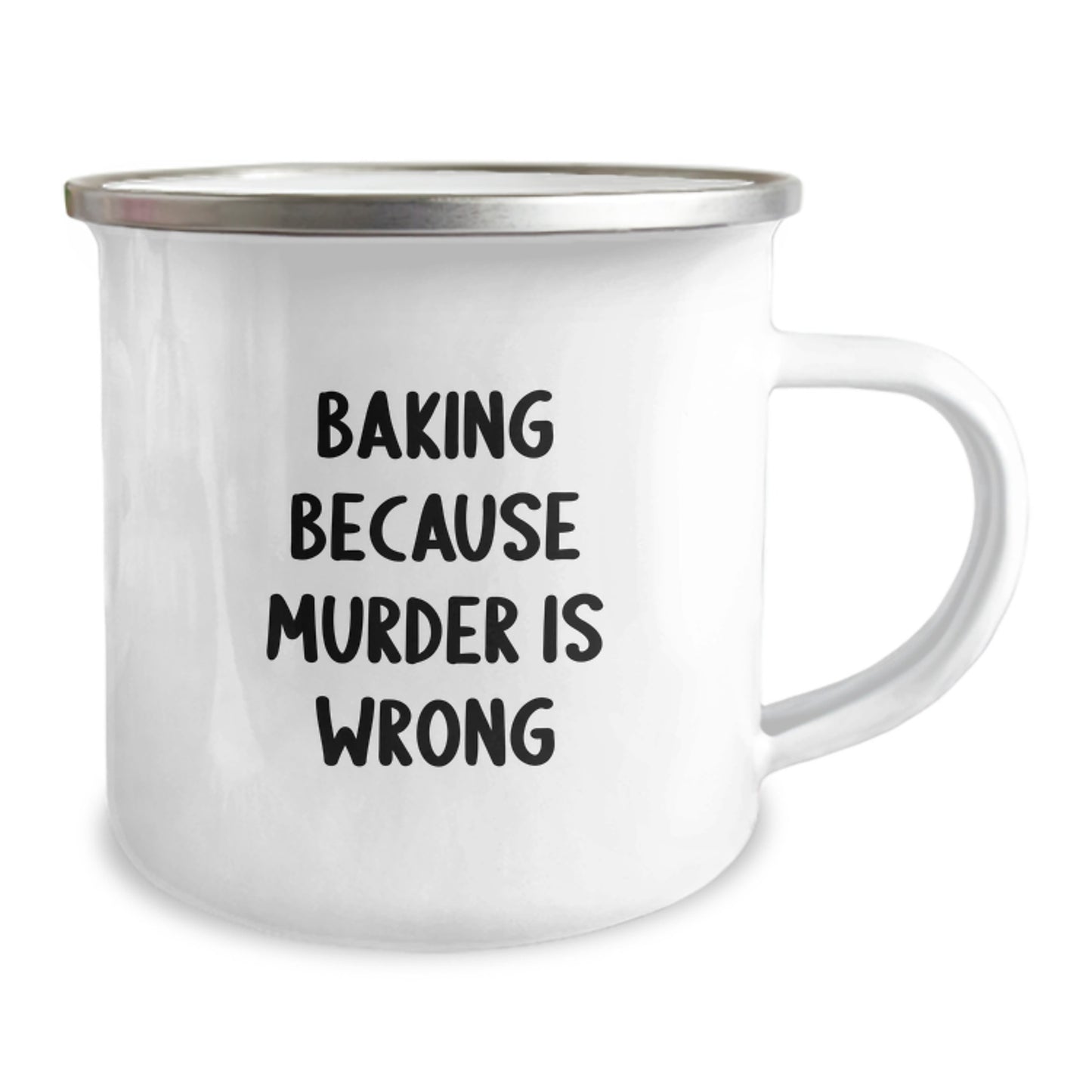 Baking Enthusiast Gifts from Family - Funny Baking Because Murder Is Wrong Stainless Steel Camping Mug for Baking Lover Friends and Coworkers - Unique Graduation Gifts for Women and Men - Image 2
