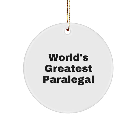 Funny Paralegal Gifts from Family for Paralegal Christmas Unique Circle Ornament - World's Greatest Paralegal - Image 1