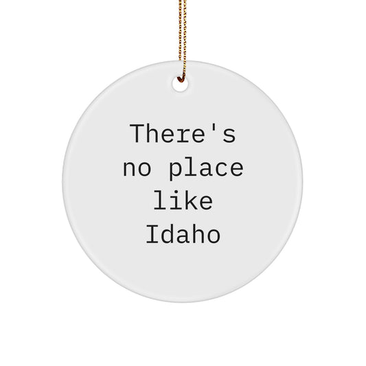 Idaho Gifts for Friends - 'There's No Place Like Idaho' White Circle Ornament, Christmas Unique Gifts from Family - Image 1