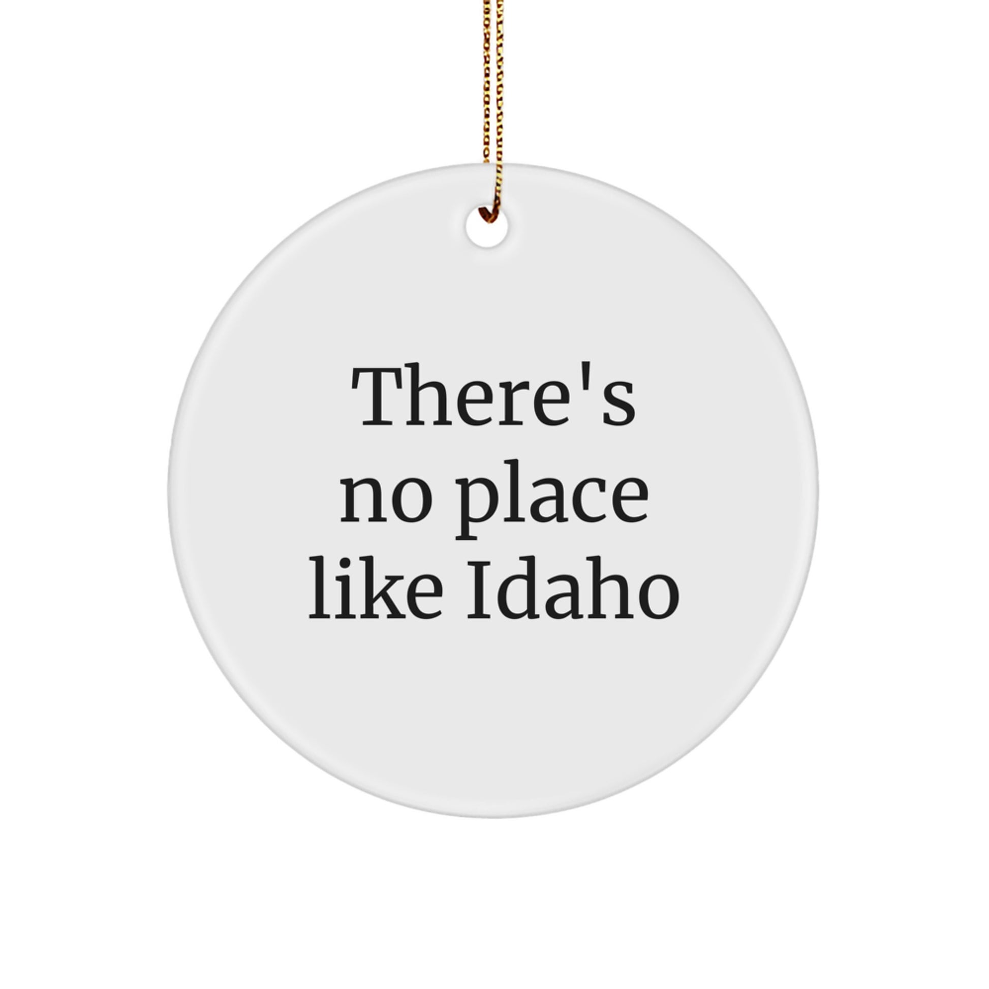 Idaho Circle Ornament 'There's No Place Like Idaho' Funny Quote Gifts from Men to Friends and Family for Christmas - Image 1