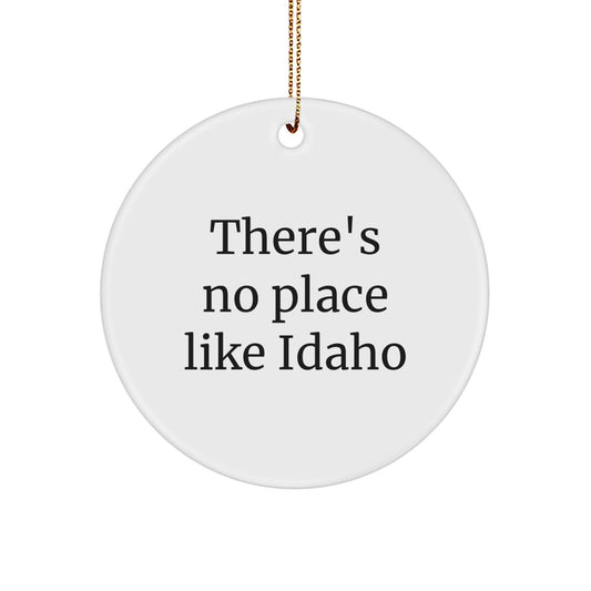 Idaho Circle Ornament 'There's No Place Like Idaho' Funny Quote Gifts from Men to Friends and Family for Christmas - Image 1