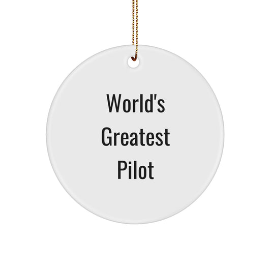 Pilot Gifts from Friends and Family - World's Greatest Pilot Circle Ornament, Christmas Unique Decorations for Men Women Coworkers - Image 1