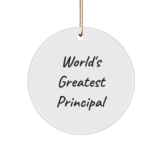 Funny Principal Gifts, World's Greatest Principal Circle Ornament, Christmas Unique Gifts from Men to Principal - Image 1