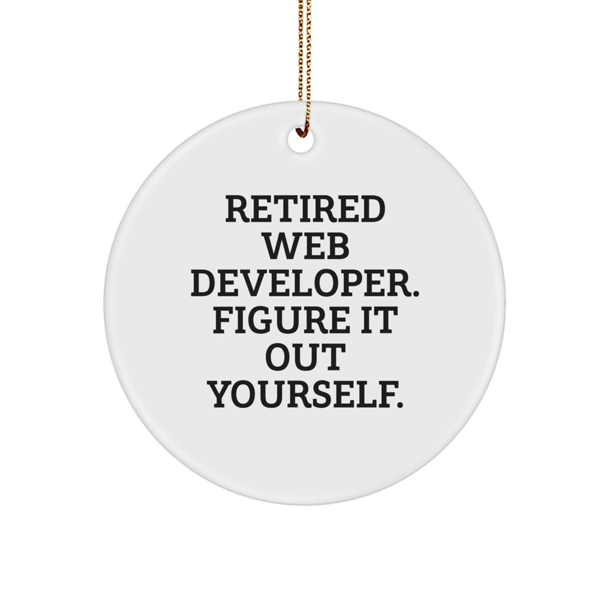 Funny Web Developer Gifts from Friends - Christmas Unique Web Dev Circle Ornament, Retired Web Developer Figure It Out Yourself - Image 1