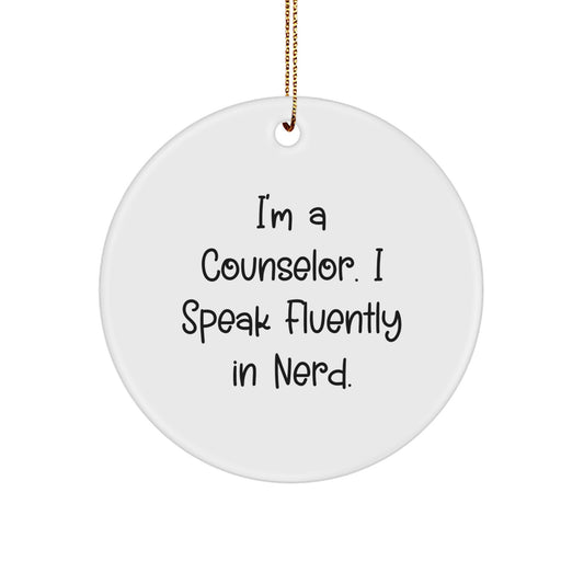 Gifts for Counselor Friends from Family - Funny Counselor Quote Circle Ornament - Christmas Unique Decorations - Image 1