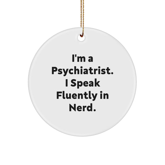 Funny Psychiatrist Gifts from Friends for Christmas Unique Gifts - 'genius' Circle Ornament - Image 1