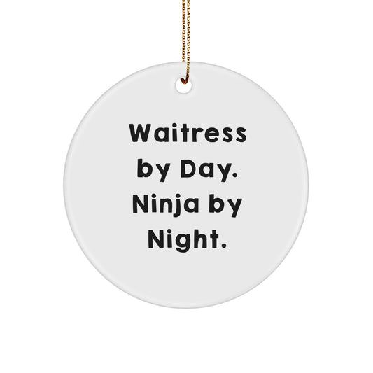 Ninja Waitress Circle Ornament for Roommates Memento Christmas Unique Gift - Image 1