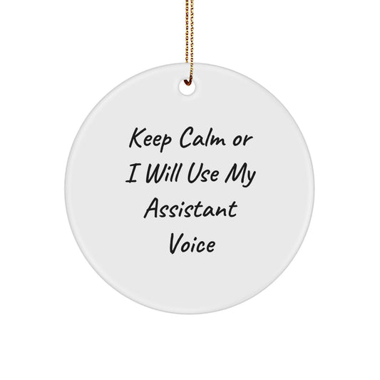 Funny Assistant Gifts from Friends, White Circle Ornament for Assistant, Christmas Unique Ornaments for Men Women Coworkers Family - Image 1