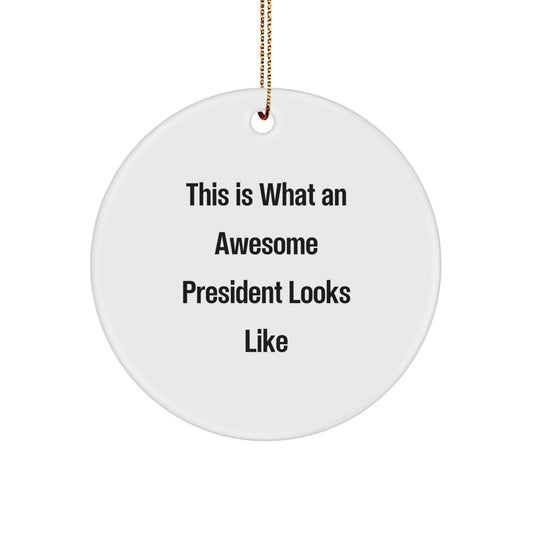 Funny Quotes Gifts from Men to President, Circle Ornament This Is What An Awesome President Looks Like Christmas Unique Gifts - Image 1