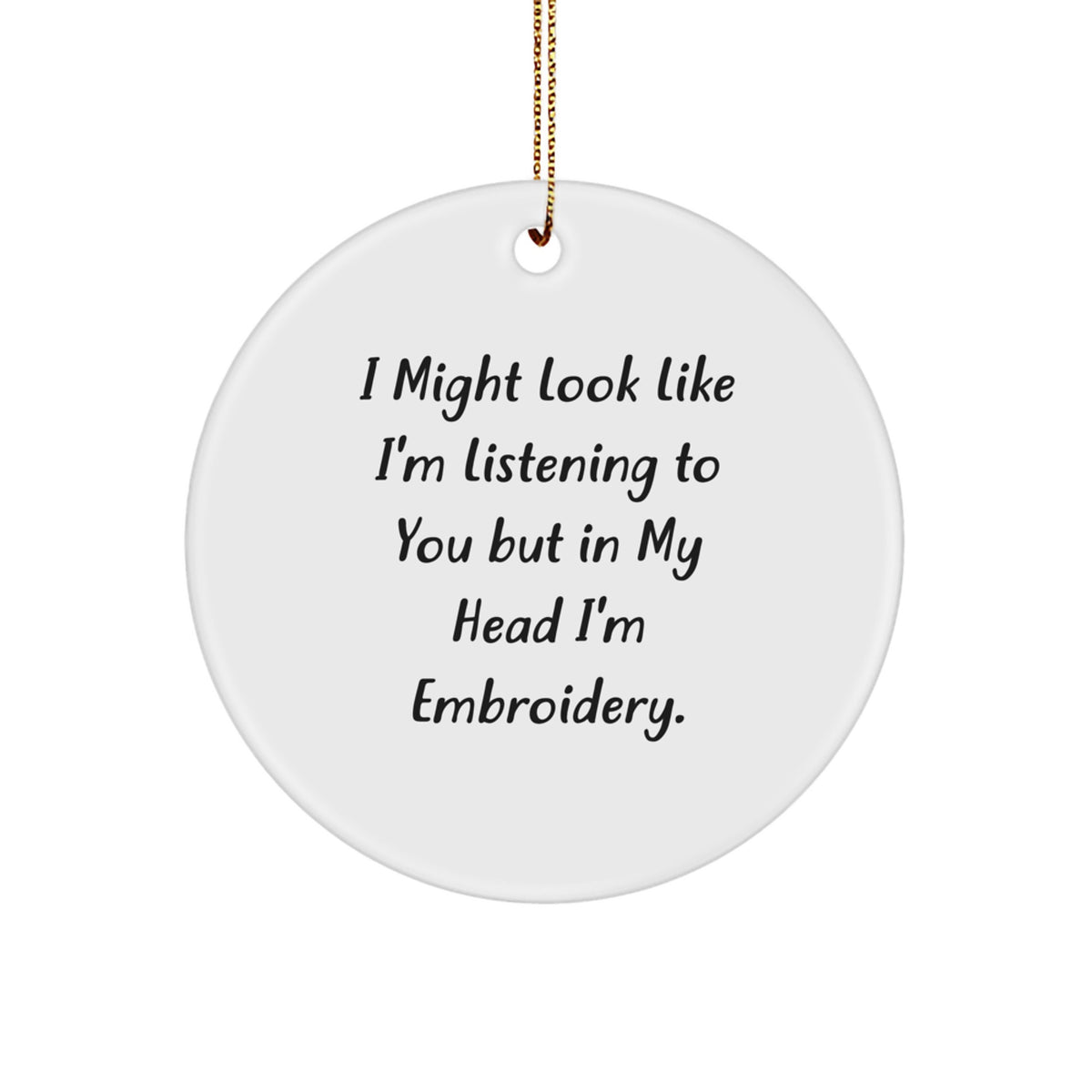 Christmas Unique Gift for Her Embroidery Circle Ornament Present - Image 1