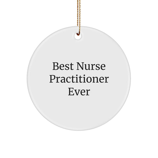 Funny Nurse Practitioner Gifts from Family - Best NP Ever Circle Ornament for Nurse Practitioner Christmas Unique Gifts - Image 1