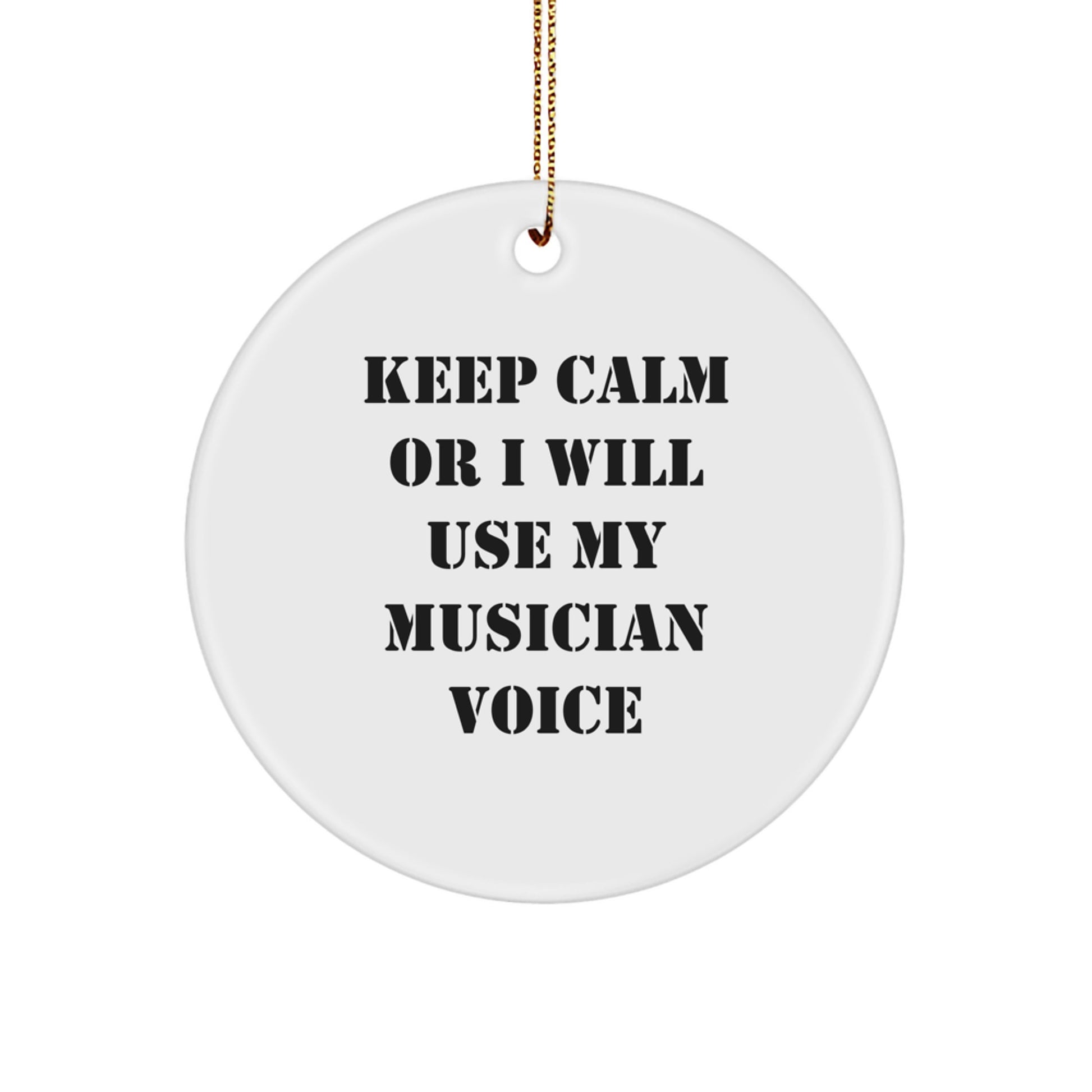 Funny Musician Gifts from Friends for Men Christmas Unique Circle Ornament Keep 'Keep Calm Or I Will Use My Musician Voice' - Image 1