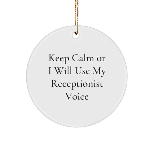 Receptionist Keepsake Christmas Ornament for Him Gift Featuring Bold - Image 1