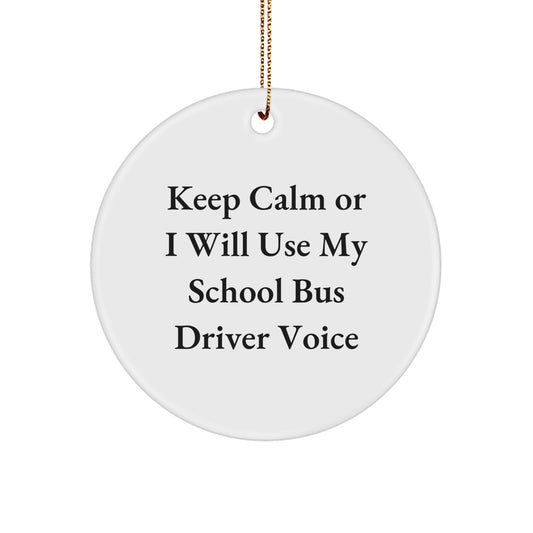 Funny School Bus Driver Gifts from Friends for School Bus Drivers - Christmas Unique Circle Ornaments with Keep Calm Or I Will Use My School Bus Driver Voice - Image 1